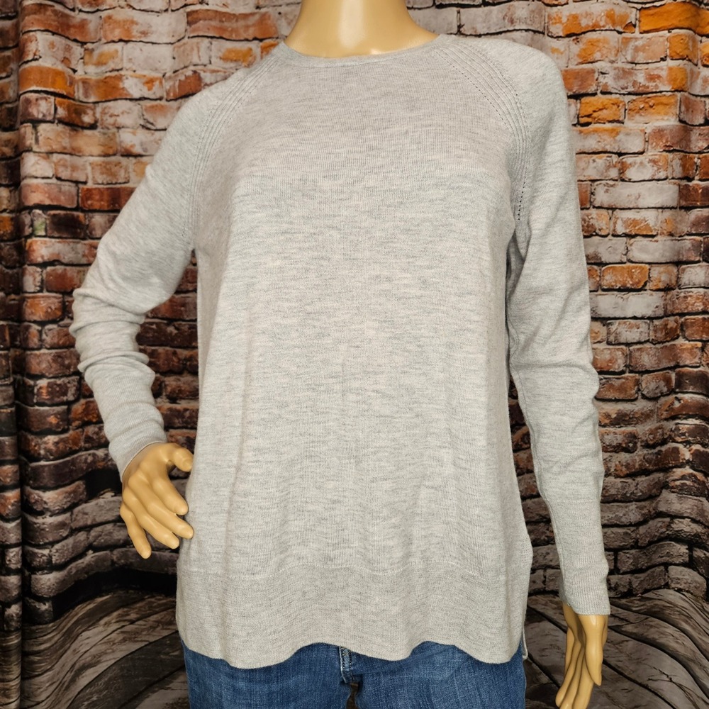 Vineyard Vines Womens Gray 100% Merino Wool Pointelle Raglan Sweater 2E0887 S